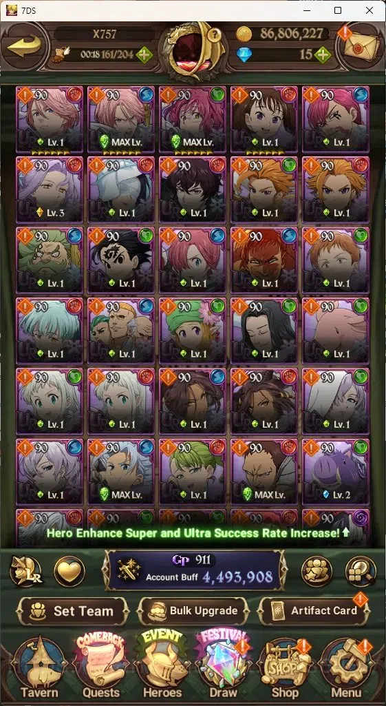 The Seven Deadly Sins: Grand Cross Accounts ASIA|4,4M CC|70 LS+Selector Box|3 LR+6UR+Many Cola image 7