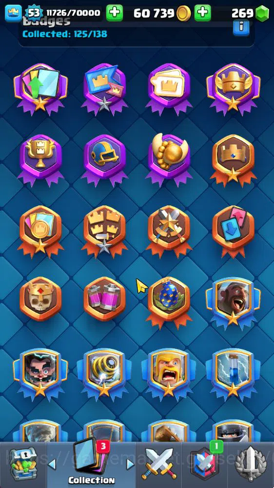 Clash Royale Accounts Midgame Lvl 53|Trophy 8271|KTL 14|Limited Skin|Card 121|8 EVO,8 Champ,21 Legend,33 Epic,30 Rare,29 11