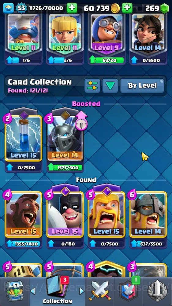Clash Royale Accounts Midgame Lvl 53|Trophy 8271|KTL 14|Limited Skin|Card 121|8 EVO,8 Champ,21 Legend,33 Epic,30 Rare,29 13