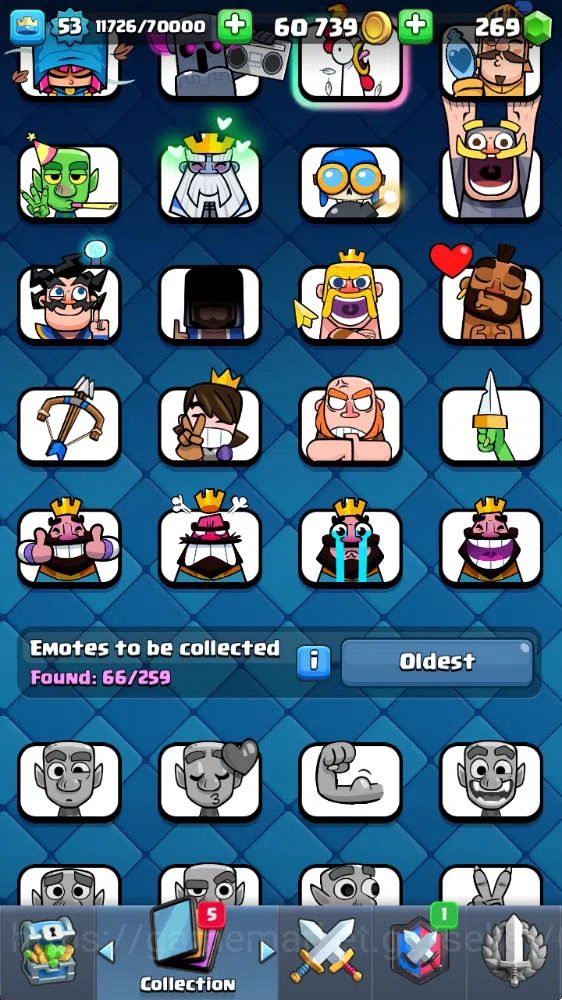 Clash Royale Accounts Midgame Lvl 53|Trophy 8271|KTL 14|Limited Skin|Card 121|8 EVO,8 Champ,21 Legend,33 Epic,30 Rare,29 9