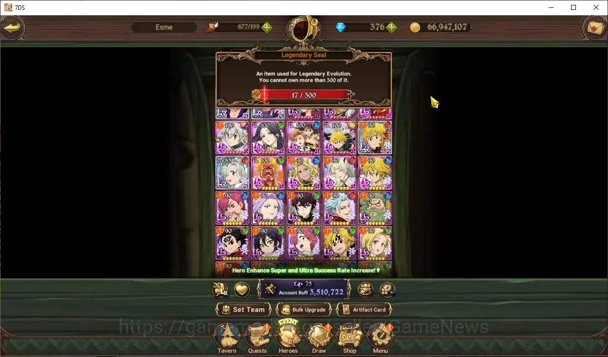 The Seven Deadly Sins: Grand Cross Accounts Endgame Global|3,5M CC|377 DM|4 LR+9 UR|NMeli,H Gowther2/6,L Meli2/6,P 1
