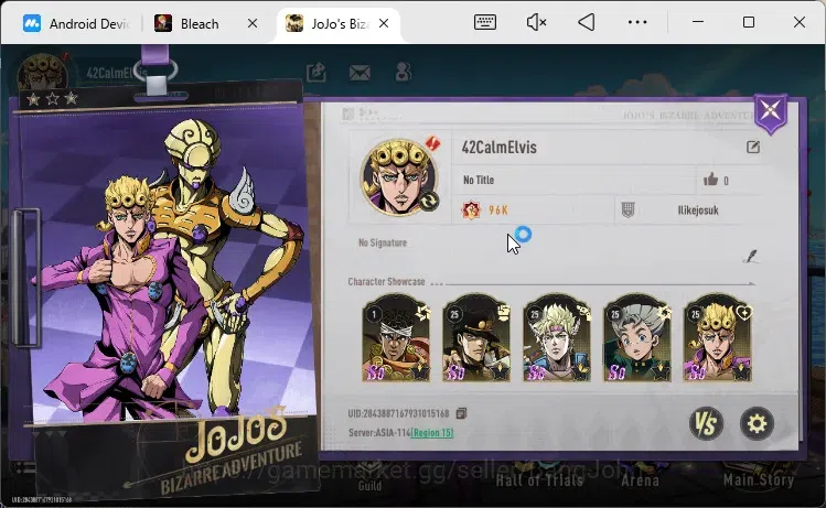 JoJo’s Bizarre Adventure: All Star Battle R Accounts ASIA | 5 SSR | Jotaro K, Caesar A B1, Giorno G, Koichi H, ETC | 4,1k 1