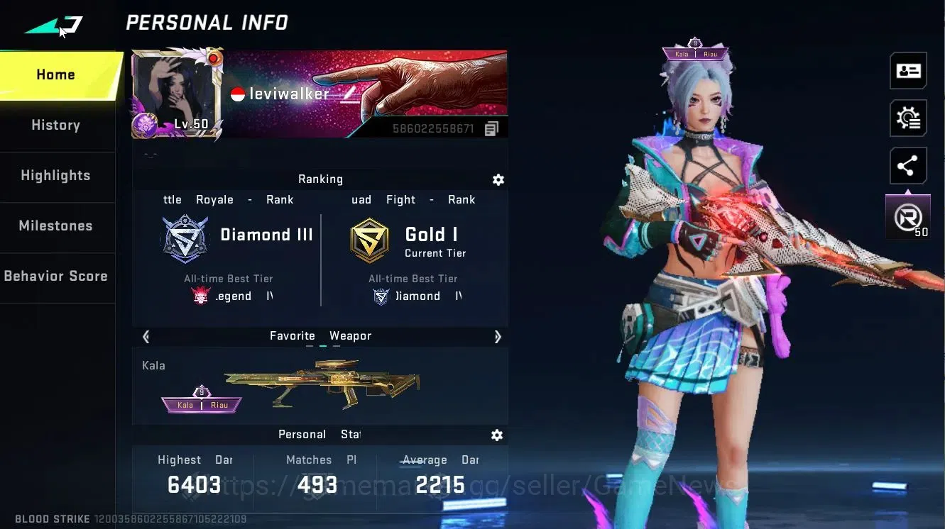 Blood Strike Accounts ASIA|4 ETERNAL[RAN-Rave,VOLT-DeathClaw,ZERO-Oda,DE image 3