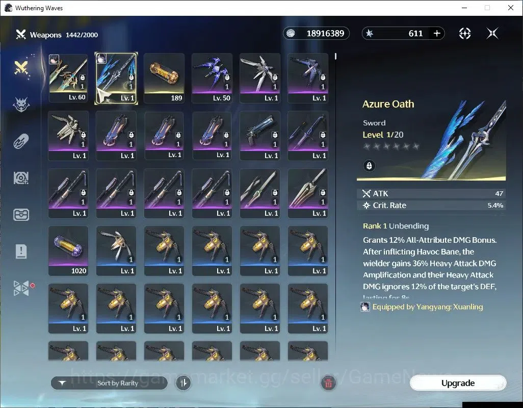 Wuthering Waves Accounts Others SEA |UL 49|2 Limited|Yangyang: Xuanling RC 5 + Signature, Rebecca|151 Lstr Tide|DB Lvl 5