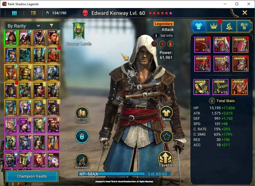 Raid: Shadow Legends Accounts Lv 47|1M PWR|20 Legend Combo 3 Assasins(Kenway,Ezi image 3