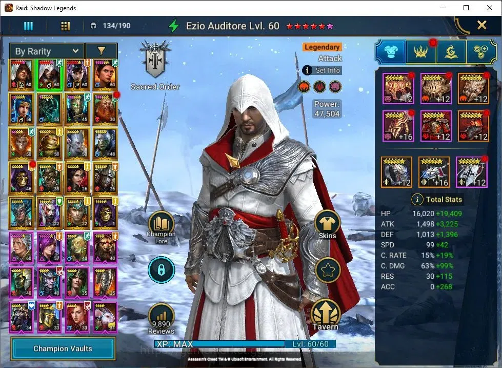 Raid: Shadow Legends Accounts Lv 47|1M PWR|20 Legend Combo 3 Assasins(Kenway,Ezi image 4