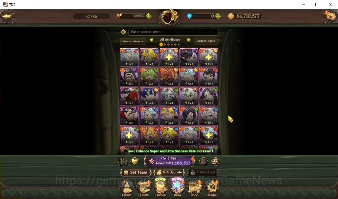 The Seven Deadly Sins: Grand Cross Accounts Endgame GLOBAL|1,1M CC|1 LR,8 UR|P Eli,Meresca,DKM,YK 1