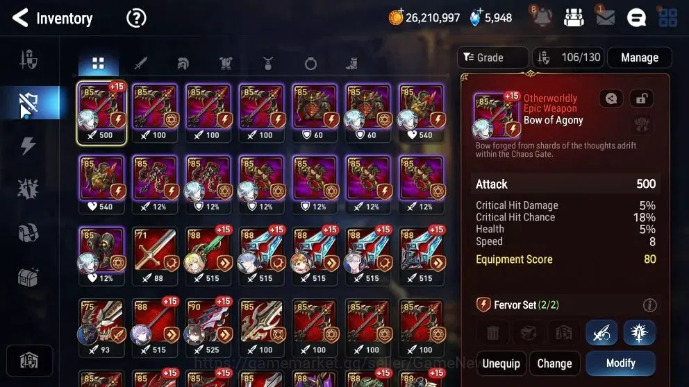 Epic Seven Accounts Starter GLOBAL UnVerif|8 ML (Shephred Dark Diane,Harsetti,etc)+Bellona,Iseria,etc|5,9k SStone+64k 18