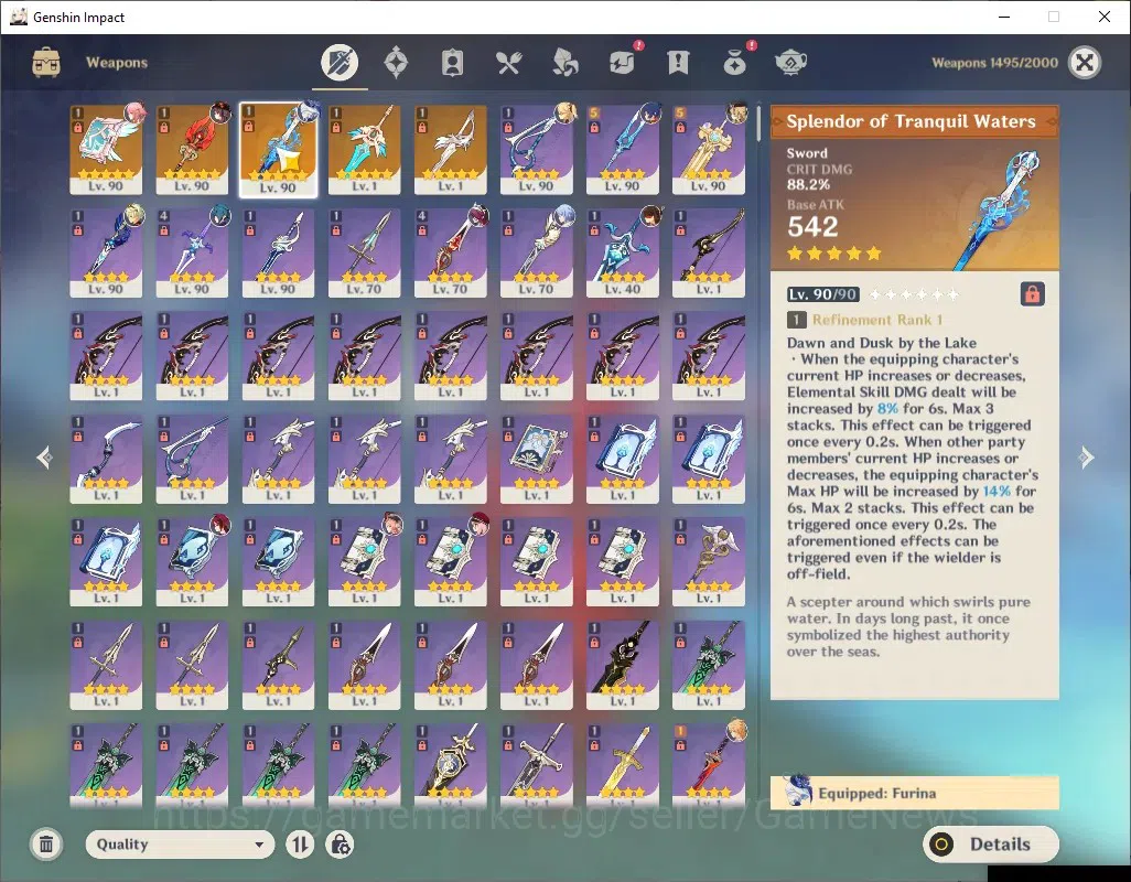 Genshin Impact Accounts ASIA|AR 57|9 Limited + 5 (*5Weapon)|[Furina,HuTao} image 17