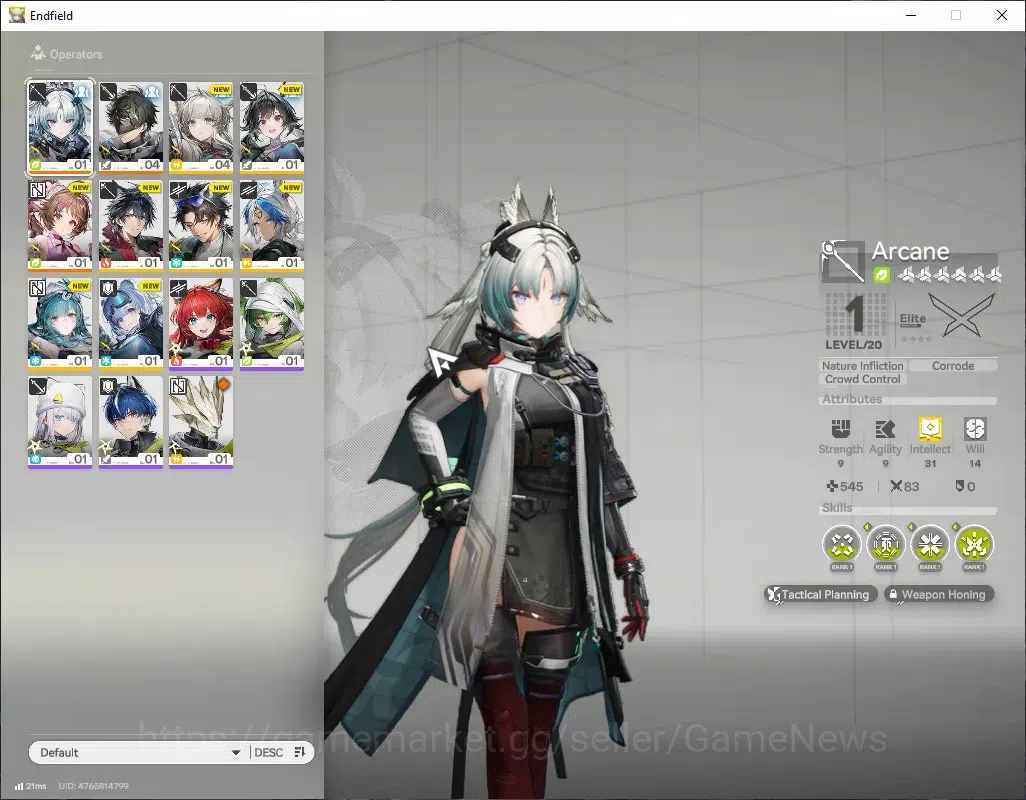 Arknights: Endfield Accounts Asia|Lvl 2|2 SSR 1 Limited + 2(*6 Weap)|(Arcane),Ardelia|Male MC|Log Gryphlink|Check 1