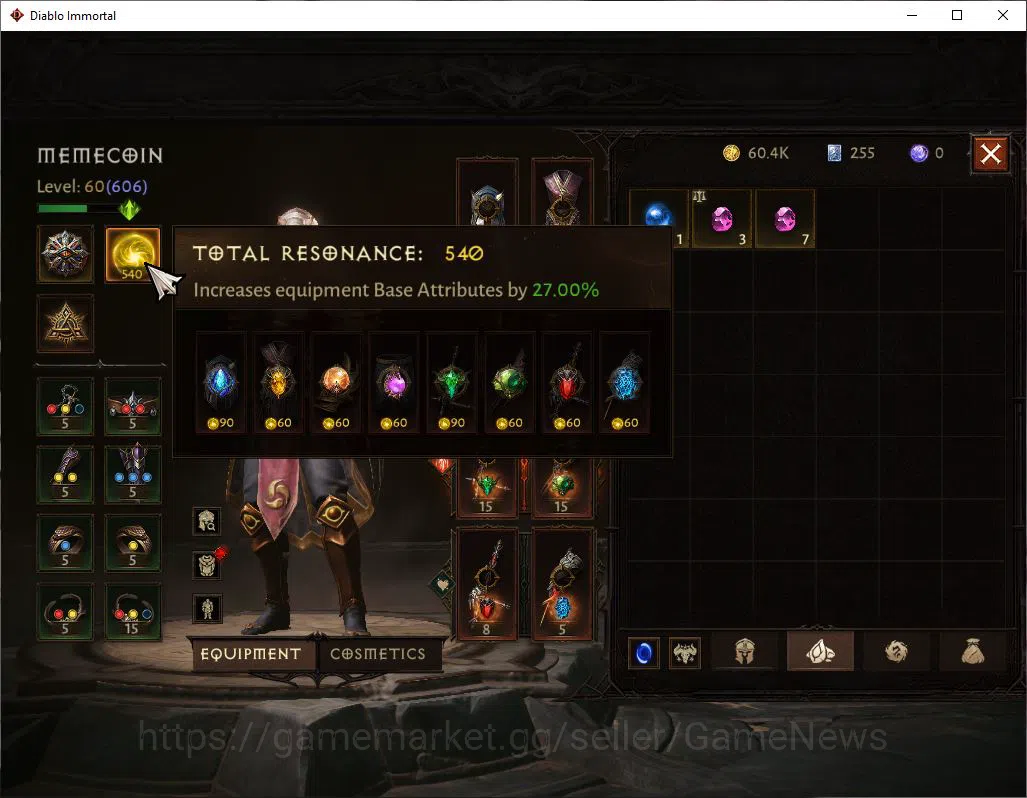 Diablo Immortal Accounts SEA - Verathiel|Lv60 (606) Monk|34K CR|Reso 540|In image 8