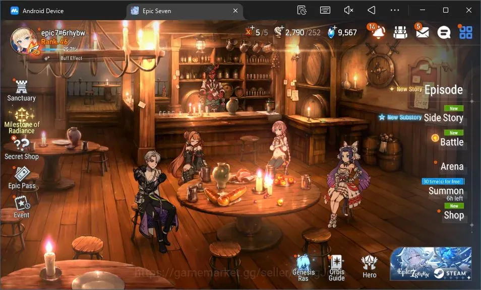 Epic Seven Accounts Starter Global Unverif |Starter|5 ML (TW Kayron,Lisette,LC Bellona,Salome,F Cecillia)|PoH+Bless ON|SS 1