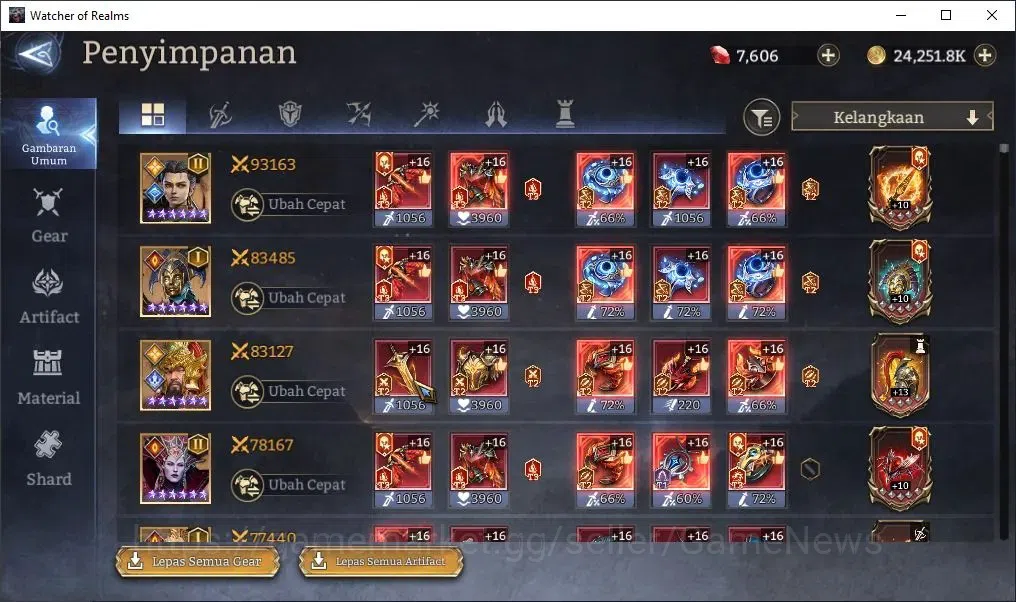 Watcher of Realms Accounts Global 60x|Lv 64|2,4M Power|4 Lord[Prateus,Laya,To image 13