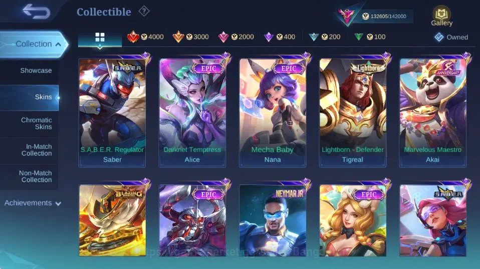 Mobile Legends: Bang Bang Accounts Collector Global|Skin 447|Exalted|Legend Gusion,Aspriant Layla+Lesley+Angela,PRIME 10