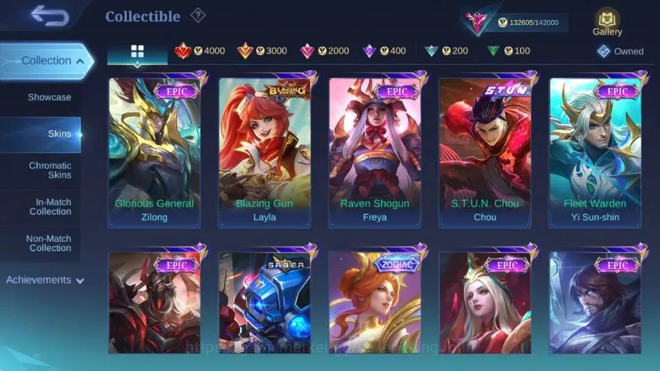 Mobile Legends: Bang Bang Accounts Collector Global|Skin 447|Exalted|Legend Gusion,Aspriant Layla+Lesley+Angela,PRIME 12