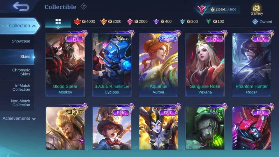 Mobile Legends: Bang Bang Accounts Collector Global|Skin 447|Exalted|Legend Gusion,Aspriant Layla+Lesley+Angela,PRIME 13