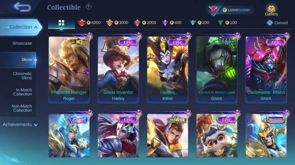 Mobile Legends: Bang Bang Accounts Collector Global|Skin 447|Exalted|Legend Gusion,Aspriant Layla+Lesley+Angela,PRIME 14