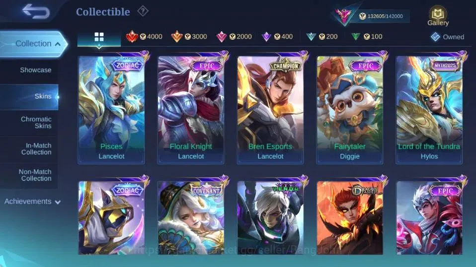 Mobile Legends: Bang Bang Accounts Collector Global|Skin 447|Exalted|Legend Gusion,Aspriant Layla+Lesley+Angela,PRIME 15