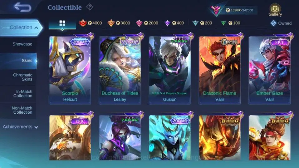 Mobile Legends: Bang Bang Accounts Collector Global|Skin 447|Exalted|Legend Gusion,Aspriant Layla+Lesley+Angela,PRIME 16