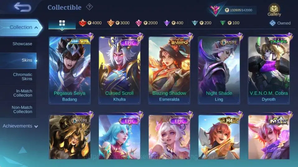 Mobile Legends: Bang Bang Accounts Collector Global|Skin 447|Exalted|Legend Gusion,Aspriant Layla+Lesley+Angela,PRIME 19