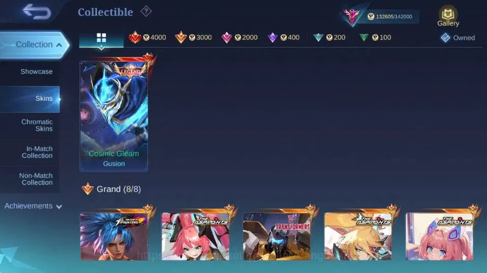 Mobile Legends: Bang Bang Accounts Collector Global|Skin 447|Exalted|Legend Gusion,Aspriant Layla+Lesley+Angela,PRIME 5
