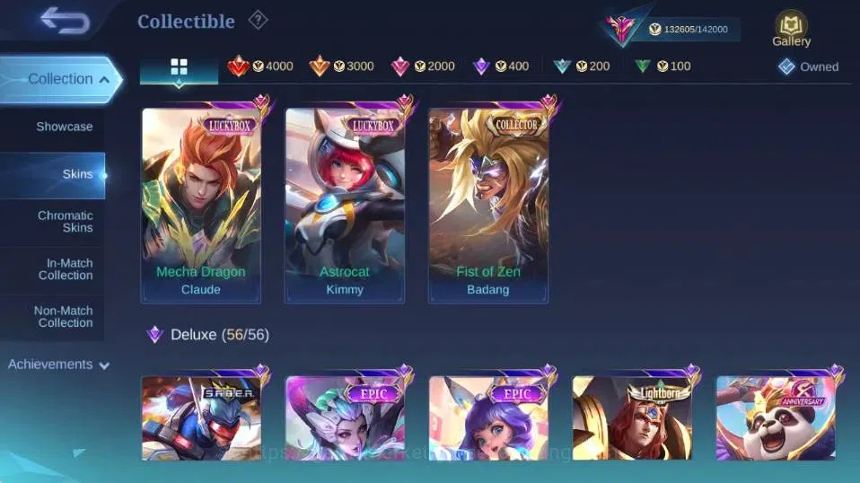 Mobile Legends: Bang Bang Accounts Collector Global|Skin 447|Exalted|Legend Gusion,Aspriant Layla+Lesley+Angela,PRIME 9