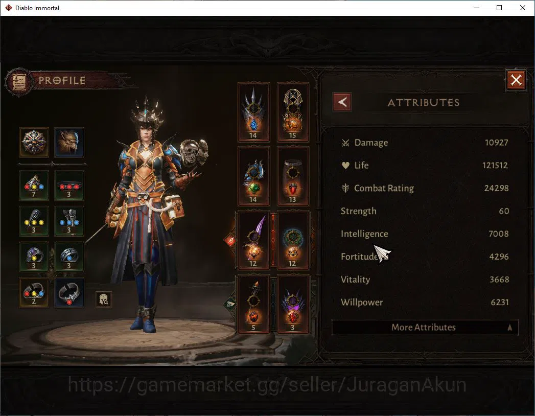 Diablo Immortal Accounts Mid-Tier SEA- Anu|Lv60(375) | Wizard |24K CR|Reso 480|Hell III|Cosmetic|Paragon Slayer|Hell Lv 4