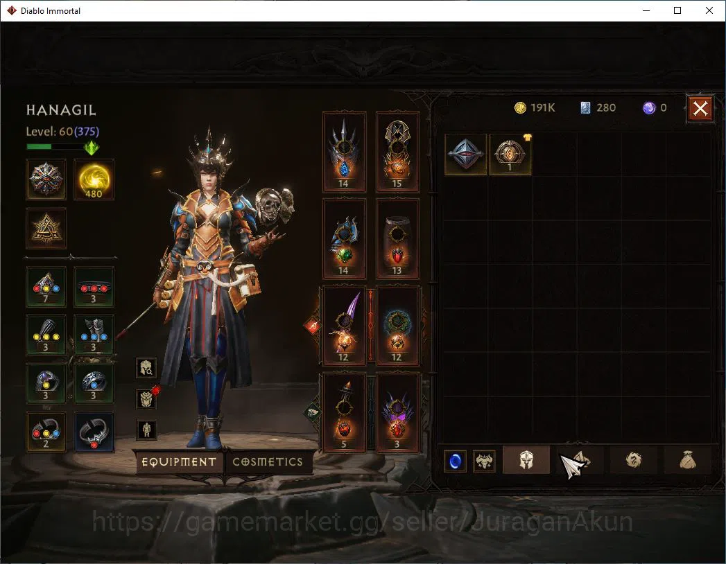 Diablo Immortal Accounts Mid-Tier SEA- Anu|Lv60(375) | Wizard |24K CR|Reso 480|Hell III|Cosmetic|Paragon Slayer|Hell Lv 6