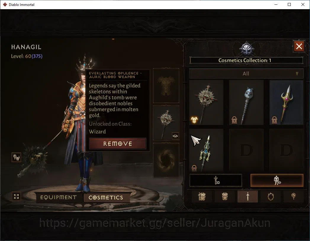 Diablo Immortal Accounts Mid-Tier SEA- Anu|Lv60(375) | Wizard |24K CR|Reso 480|Hell III|Cosmetic|Paragon Slayer|Hell Lv 9
