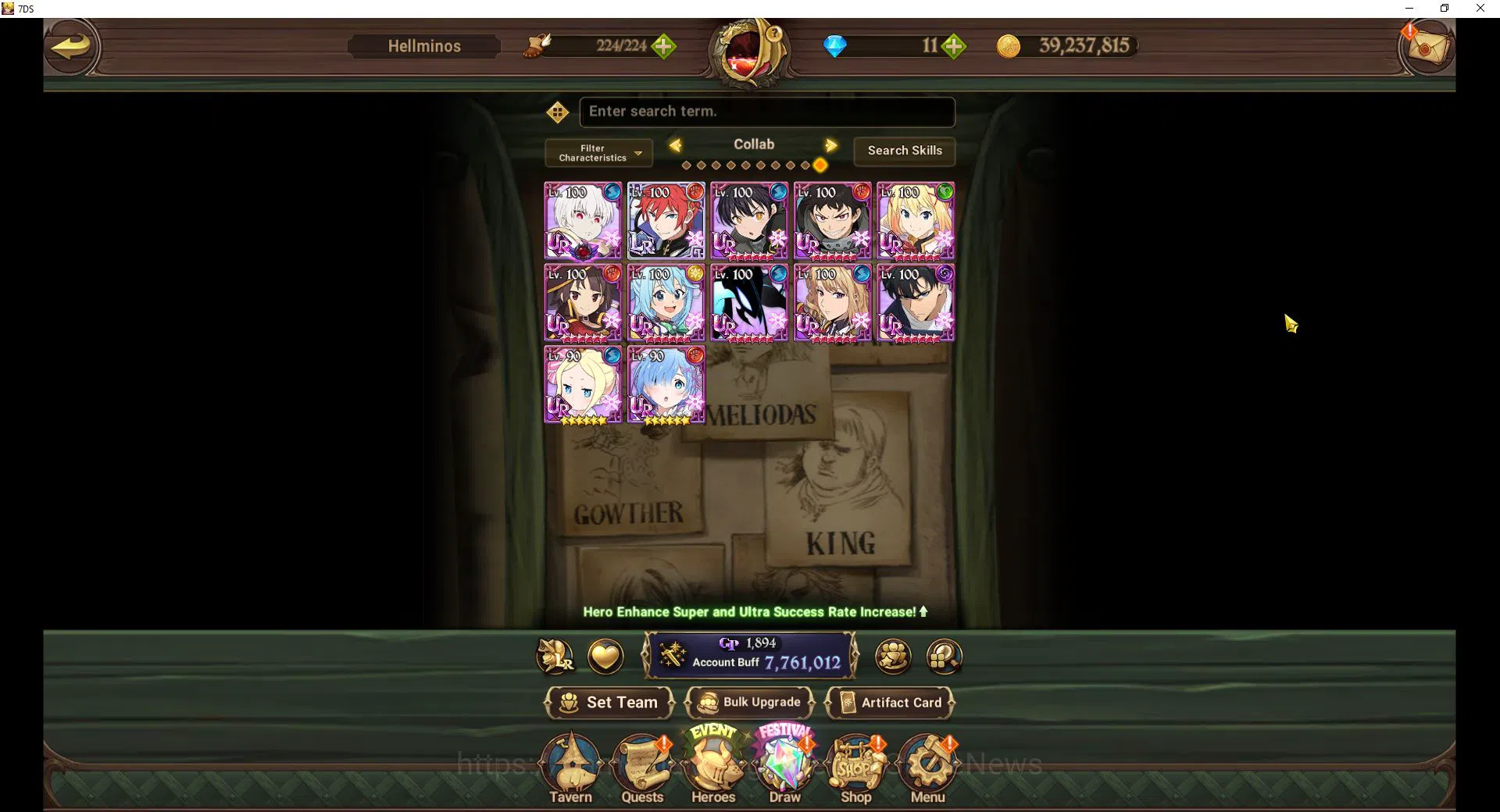 The Seven Deadly Sins: Grand Cross Accounts Midgame ASIA|7,7M CC|105 LS|8 LR+13 UR+Many Collab|N Meliod2/6,H 1