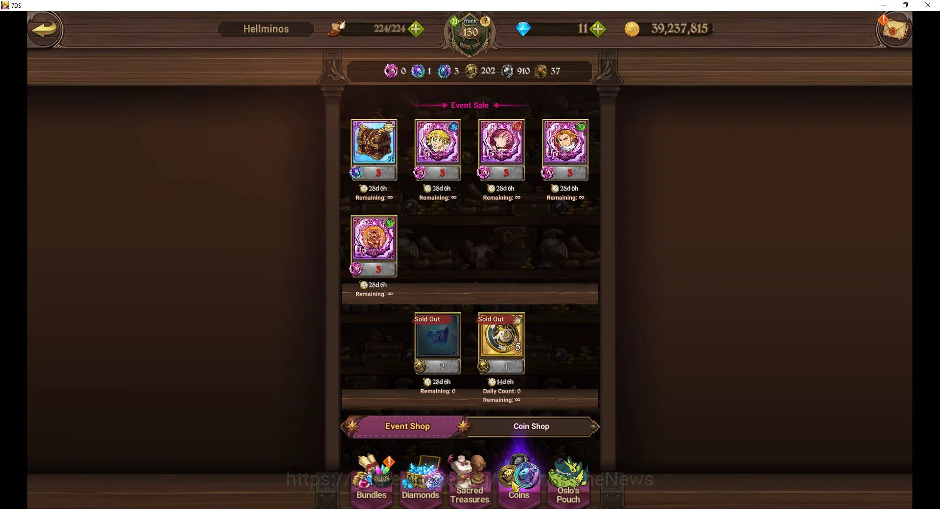 The Seven Deadly Sins: Grand Cross Accounts Midgame ASIA|7,7M CC|105 LS|8 LR+13 UR+Many Collab|N Meliod2/6,H 13