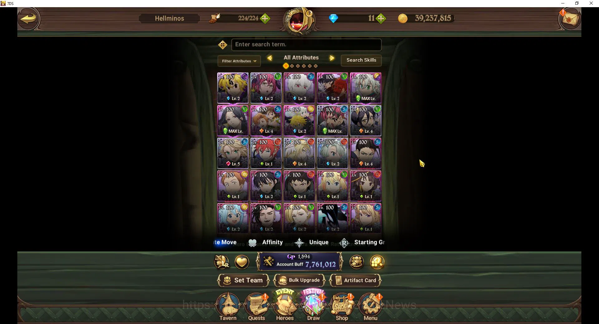 The Seven Deadly Sins: Grand Cross Accounts Midgame ASIA|7,7M CC|105 LS|8 LR+13 UR+Many Collab|N Meliod2/6,H 2