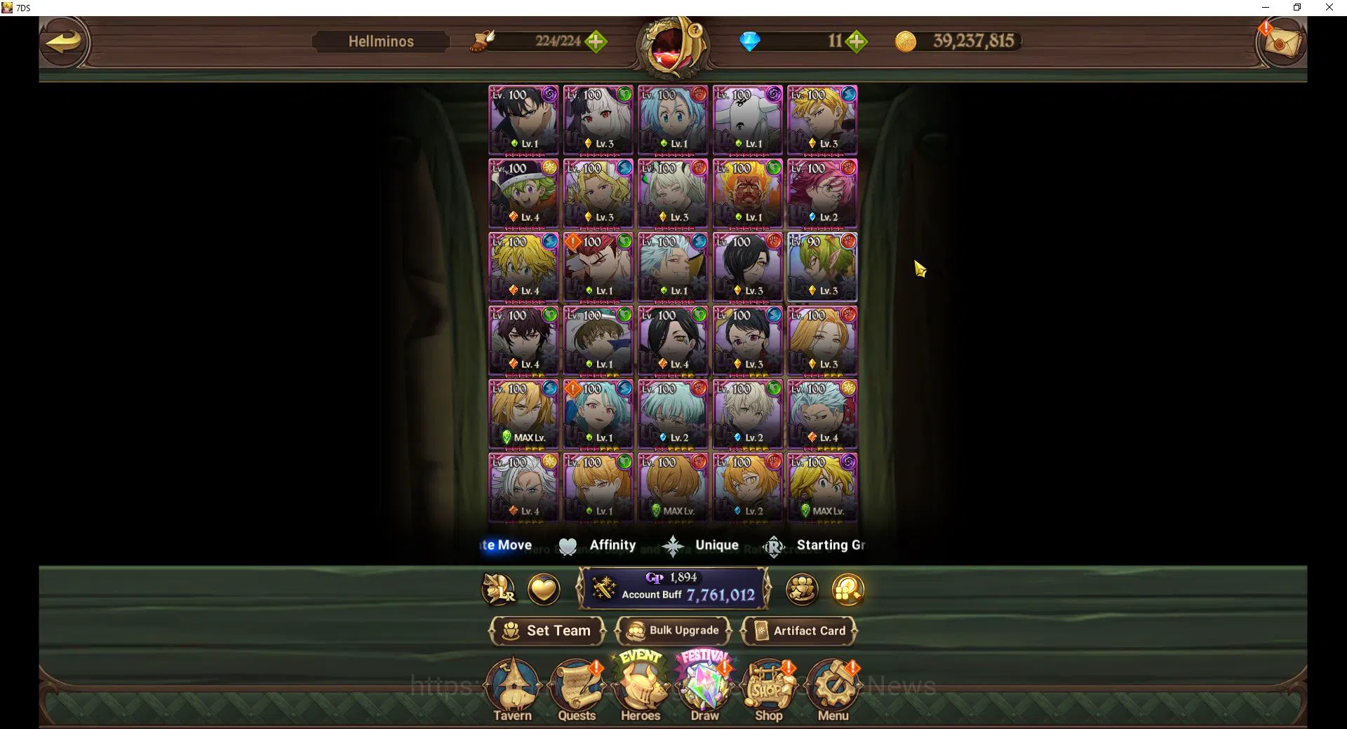 The Seven Deadly Sins: Grand Cross Accounts Midgame ASIA|7,7M CC|105 LS|8 LR+13 UR+Many Collab|N Meliod2/6,H 3