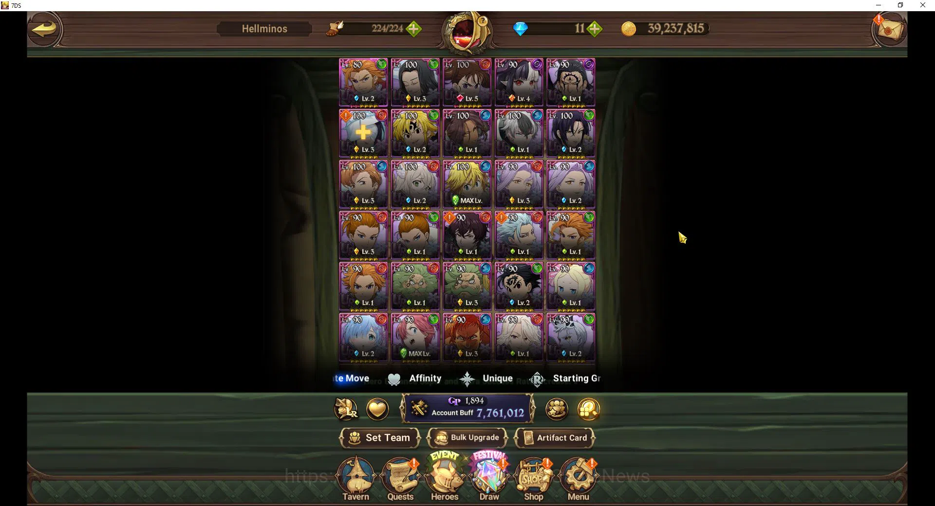 The Seven Deadly Sins: Grand Cross Accounts Midgame ASIA|7,7M CC|105 LS|8 LR+13 UR+Many Collab|N Meliod2/6,H 4