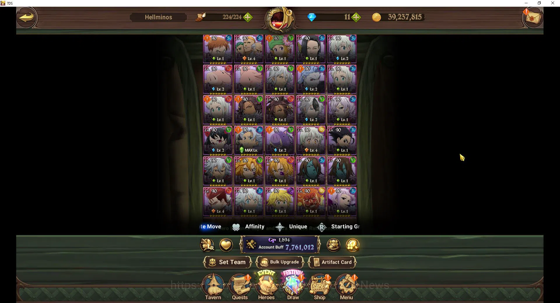 The Seven Deadly Sins: Grand Cross Accounts Midgame ASIA|7,7M CC|105 LS|8 LR+13 UR+Many Collab|N Meliod2/6,H 5