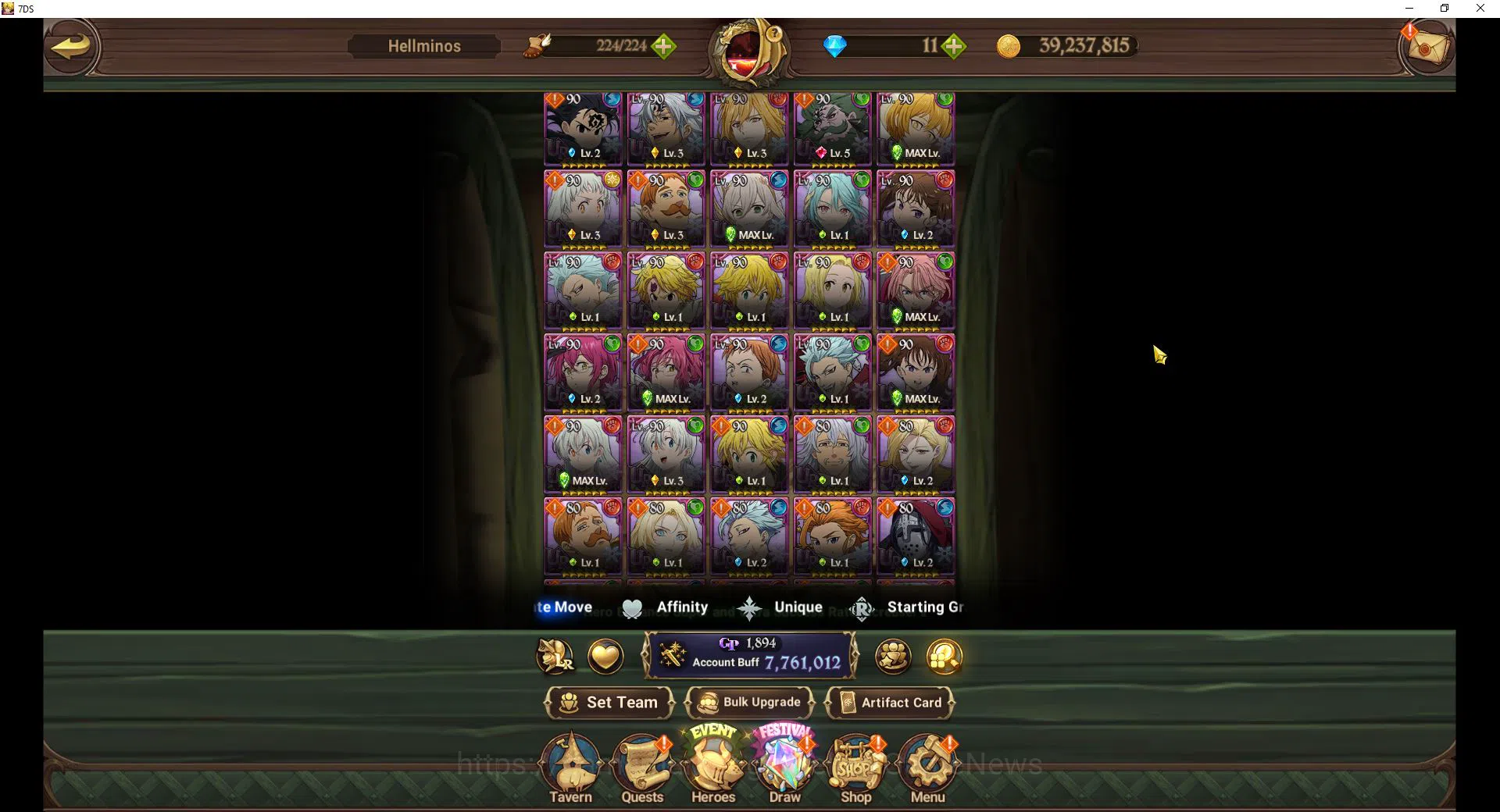 The Seven Deadly Sins: Grand Cross Accounts Midgame ASIA|7,7M CC|105 LS|8 LR+13 UR+Many Collab|N Meliod2/6,H 6