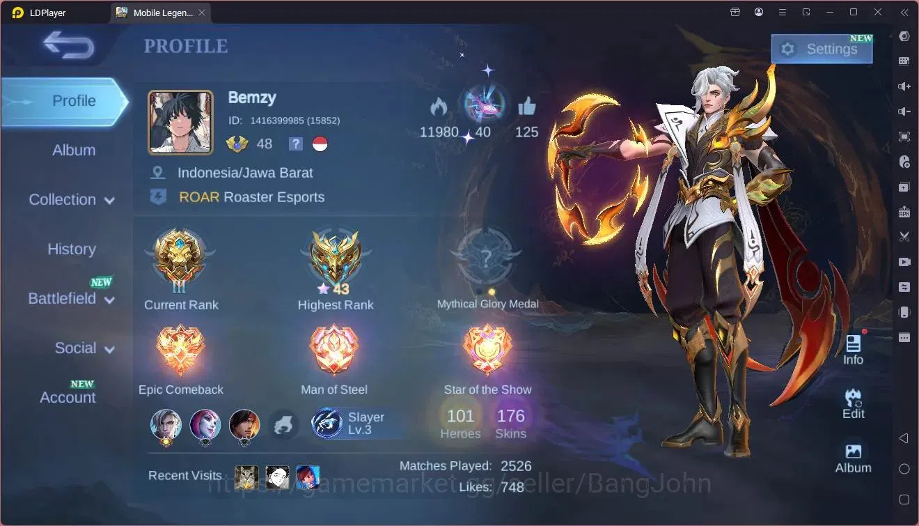 Mobile Legends: Bang Bang Accounts Global|Hero 101|Skin 176|Expert|Soul Vessels Aamon image 16