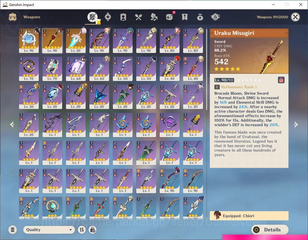 Genshin Impact Accounts Mid Game ASIA|AR 56|4 limited +3(*5Weapon)|[ChioriC3+sign,YoimiyaC1,Columbina,Xilonen+sign]||Mc 6