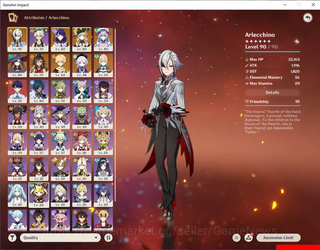Genshin Impact Accounts ASIA|AR 53|3 Limited+35(*4Character)| Arlecchino,R image 15