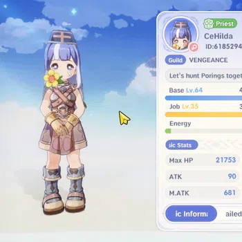 Ragnarok: The New World Accounts Sv Eddga|Unverif|Lvl 64 Priest|M. Atk 681, Max SP 2136,Etc|1 SSR Pet (Alice T2)|6