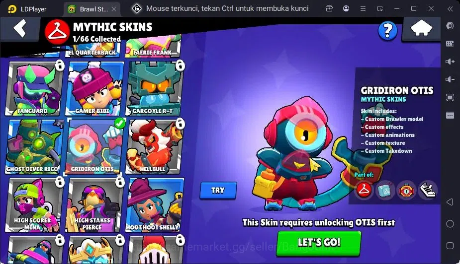 Brawl Stars Accounts Trophy 353|8 Brawler,1 Lv.11(Bibi)|1 Mythic(Otis),2 Epic(Bibi,Shelly) Skin|6318 Bling|Proteck Off 9