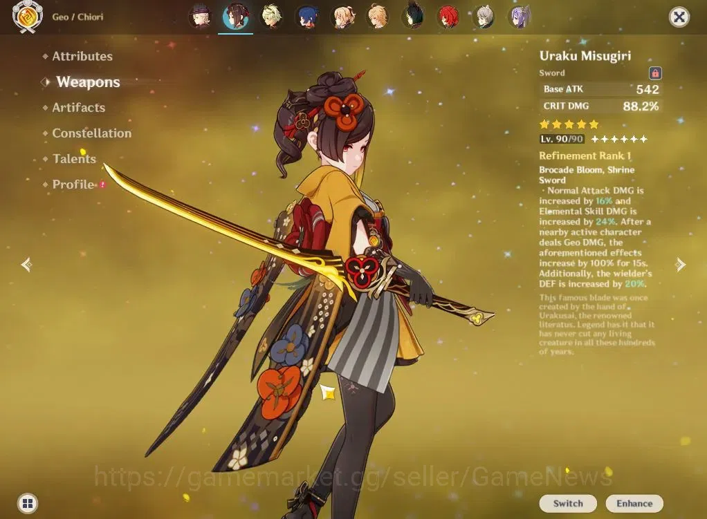 Genshin Impact Accounts Mid Game ASIA|AR 56|6 Limited+2(*5Weapon)|NeuvilleteC1,Chiori+Sign,Lyney,Raiden,Kazuha,Etc|Mc 5