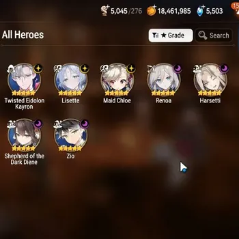 Epic Seven Accounts High-End Global Unverif |7ML(Zio,Lisette,Harsetti,M.Chloe,S.Diene,Etc)+ Haru | SS 5.5K | Rank 55| PoH9