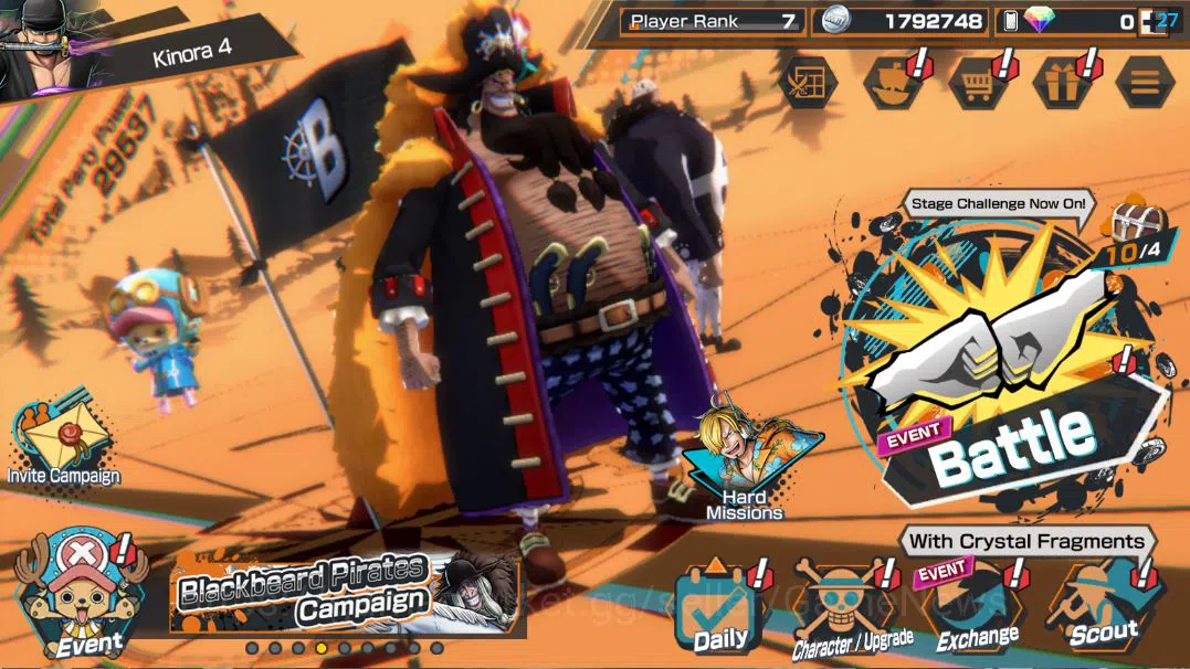 One Piece Bounty Rush Accounts Starter Global|7 EX|St Jaygarcia Saturn,Marshall D Teach,GP Gol DRoger,BP Kuzan,RO Roronoa