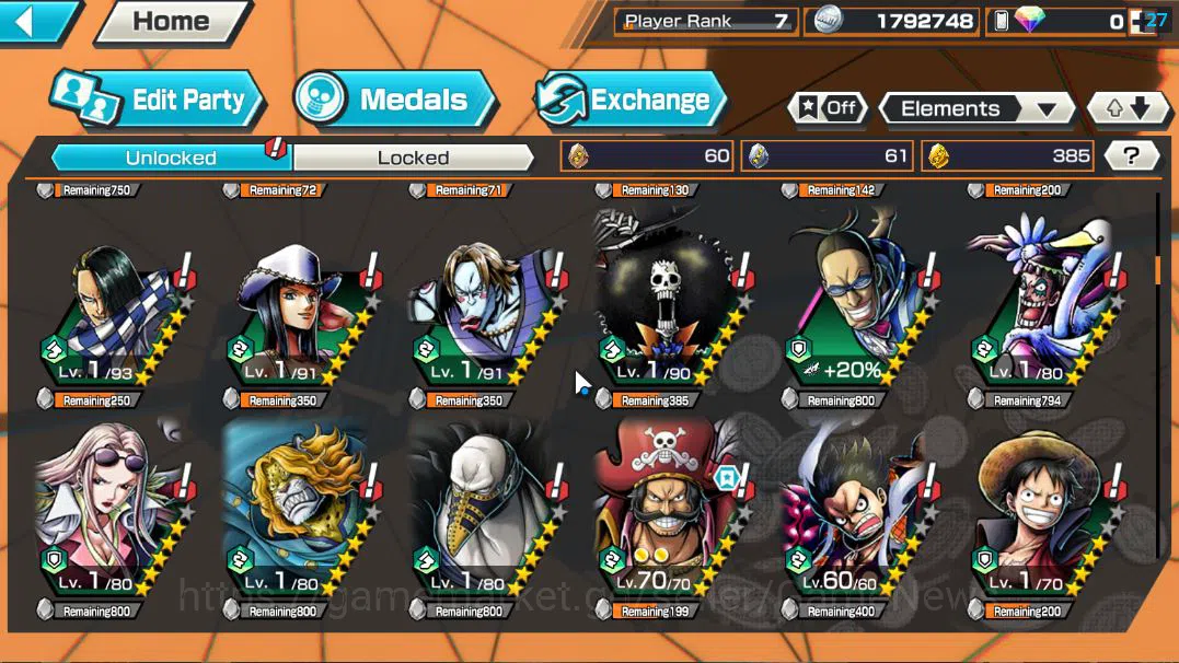 One Piece Bounty Rush Accounts Starter Global|7 EX|St Jaygarcia Saturn,Marshall D Teach,GP Gol DRoger,BP Kuzan,RO Roronoa 8