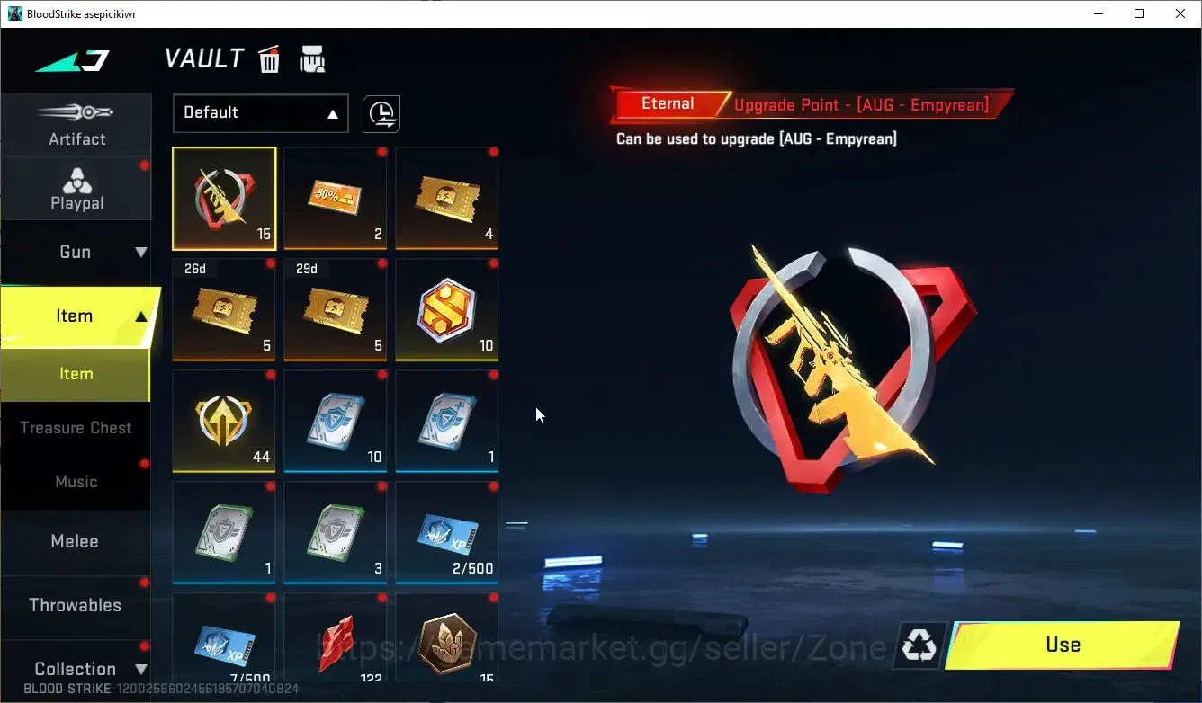 Blood Strike Accounts Others ASIA|ETERNAL AUG-Empyrean Lv2|Melee ULTRA Lightblade|Limited Origin-12 Lv2|4 11