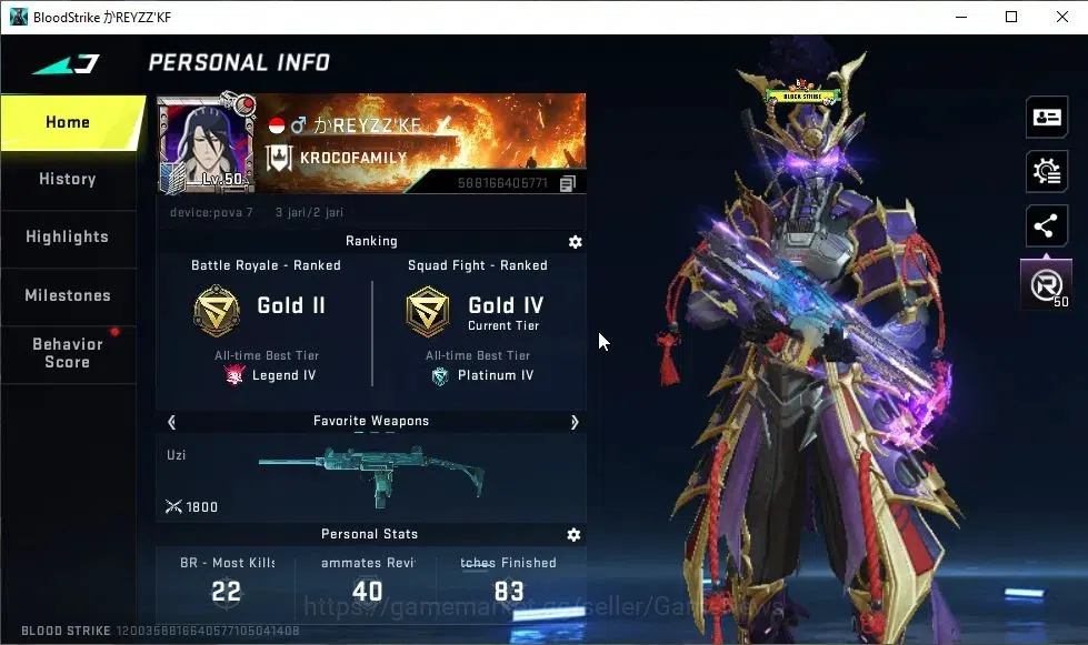 Blood Strike Accounts ASIA|ETERNAL ZERO-Oda|15 ULTRA[NACHO,Spear,MP5,Gal image 2