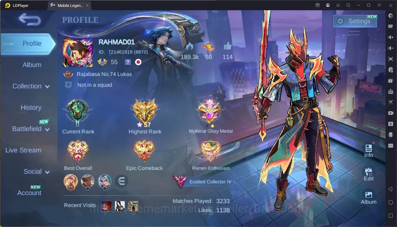 Mobile Legends: Bang Bang Accounts Global|Hero 97|Skin 313|Exalted|Ducati Leomord|HxH image 1