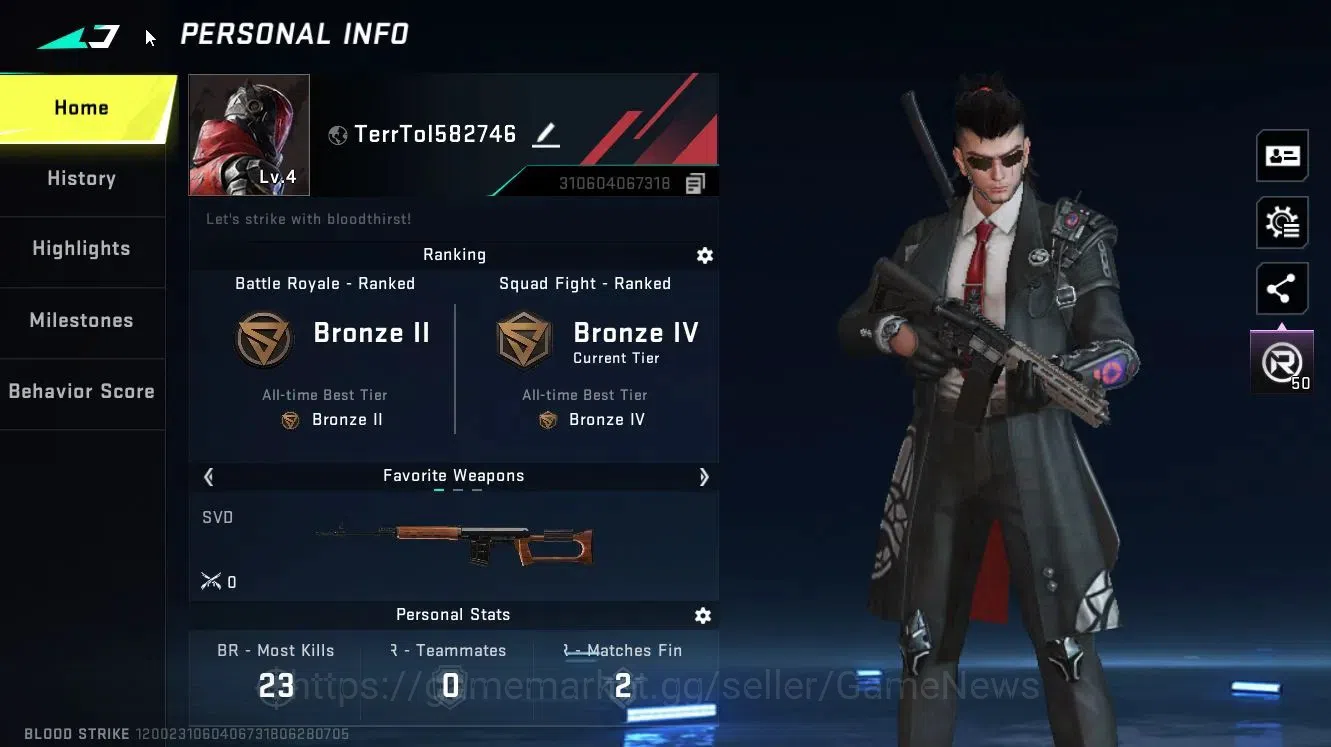Blood Strike Accounts ASIA|ULTRA Striker ZERO-Agent Zero|Legendary [Skyd image 2