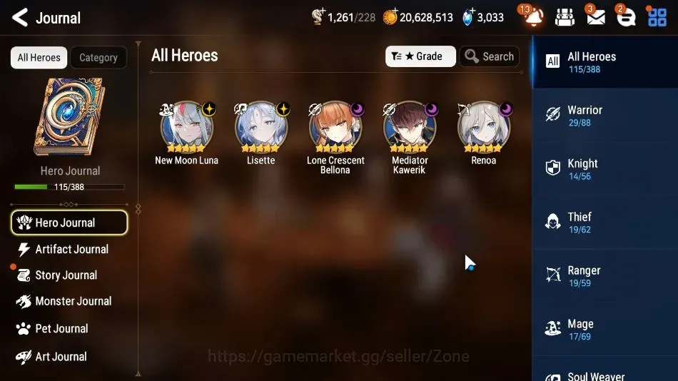 Epic Seven Accounts Starter Global Unverif|Fresh Starter|5ML(Lisette,NMLuna,Reona,Etc.)|Theater Locked|PoH+Bless ON|SS 1